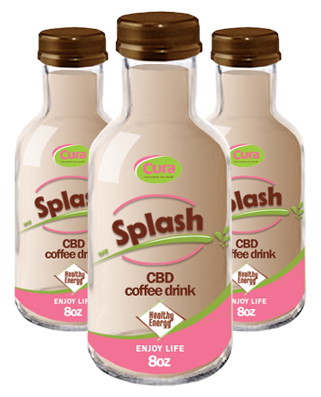 Splash CBD Coffee drink bottle showcase by cura usa