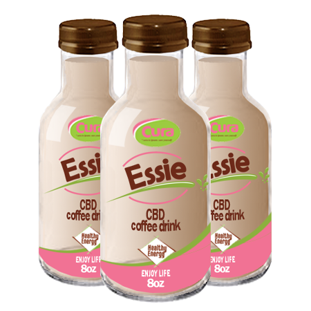 Three bottles of Cura Essie CBD Energy drink